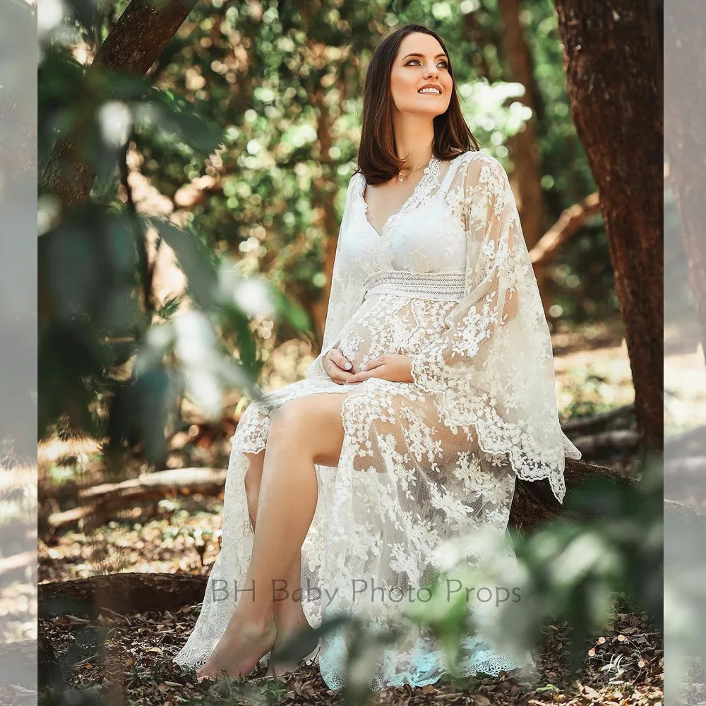 Embroidery Gradient - Lace Embroidery Maternity Photography Dresses For
