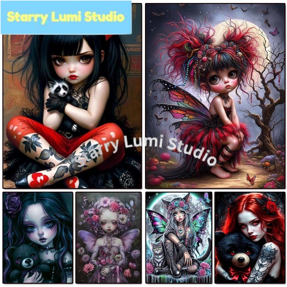 Embroidery Gothic - 5D Diamond Painting Kit Gothic Girl