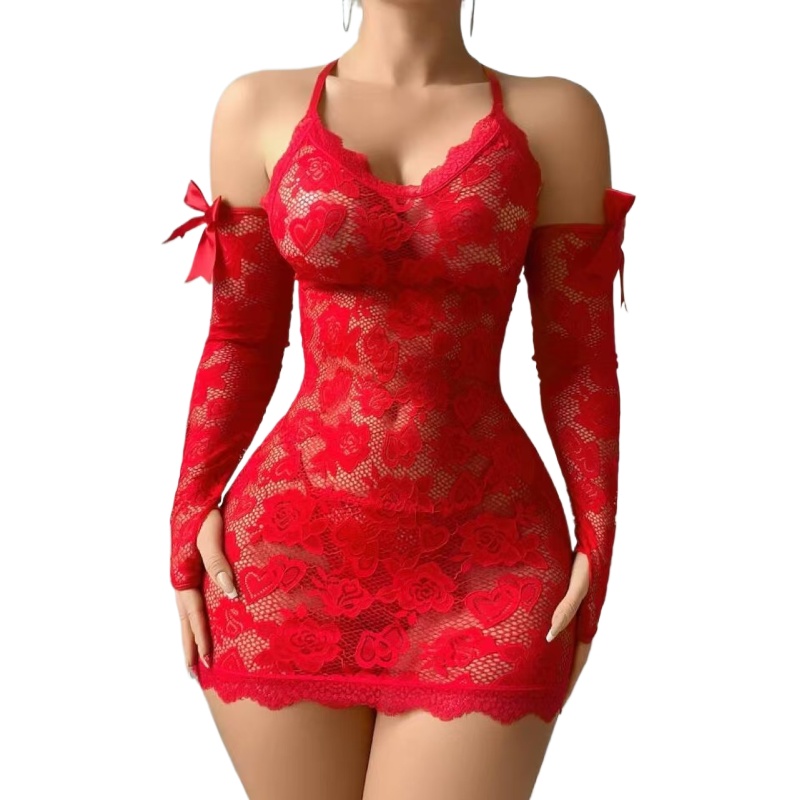 Embroidery Underwear - Women Sexy Lace Nightdress See-Through Underwear