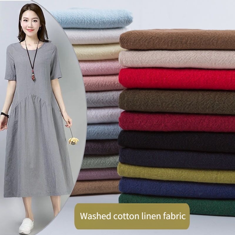 Linen Fabric Natural - Summer Cotton Linen Crepe Fabric Per