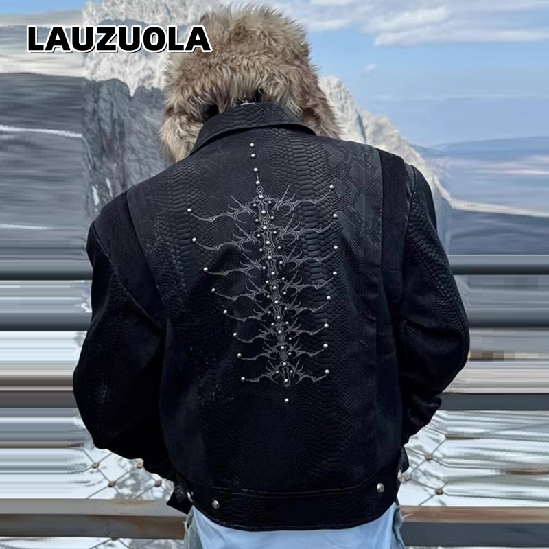 Men Black Snake Embossed Jacke - Embroidery Gothic recension och pris