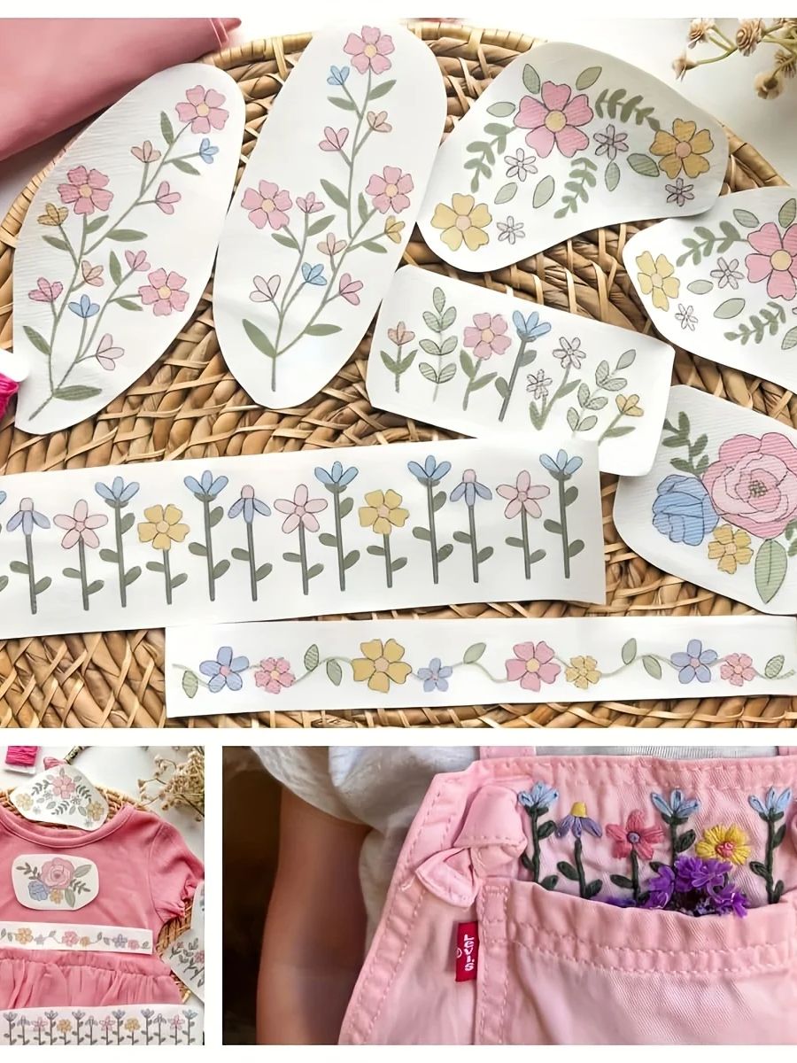 1 Set of 8pcs Colorful Graphic - Embroidery Meaning recension och pris