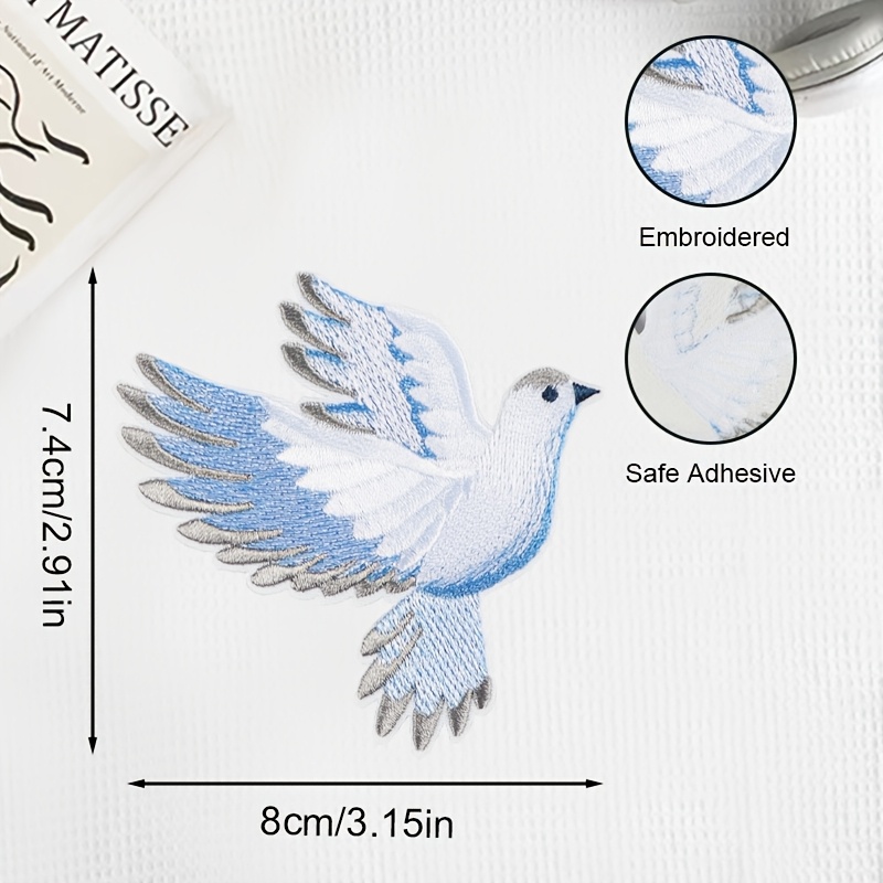 1pc blue-white gradient dove e - Embroidery Meaning recension och pris