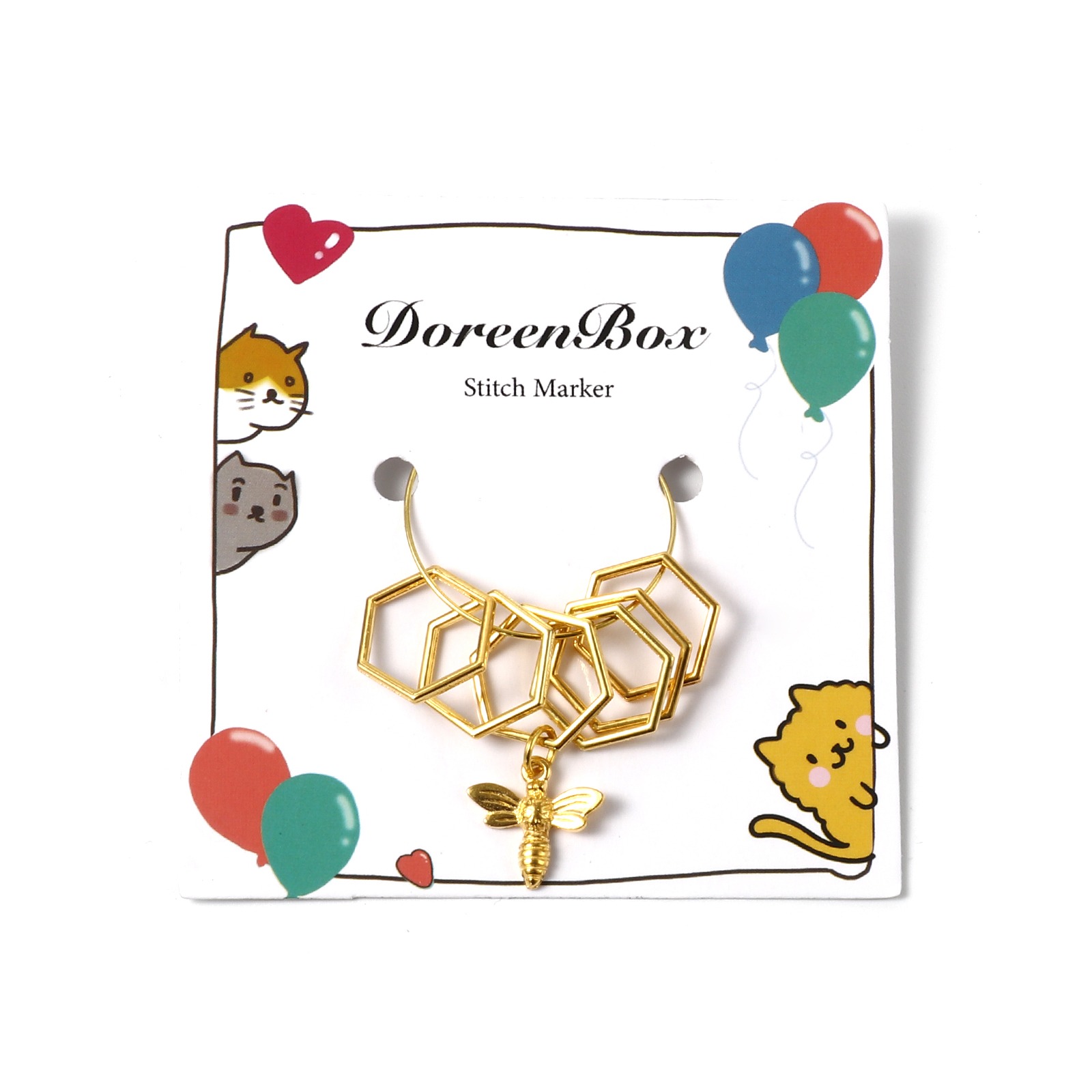 6pcs Hexagon Bee Pendants Knit - Stitch Marker Ring recension och pris