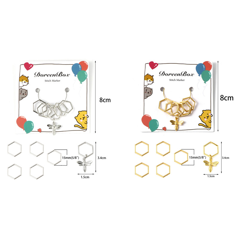 6pcs Hexagon Bee Pendants Knit - Stitch Marker Ring recension och pris