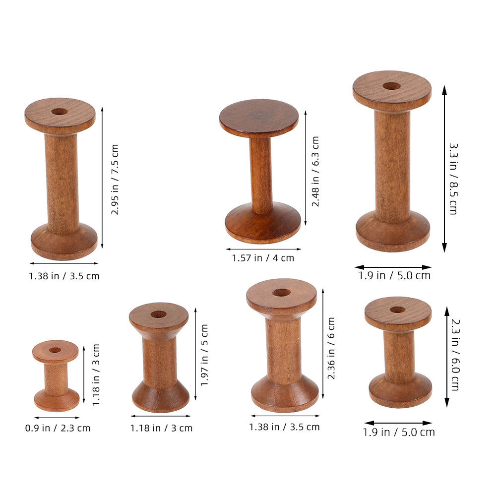 7Pcs Wooden Thread Spools Vint - Embroidery Yarn recension och pris