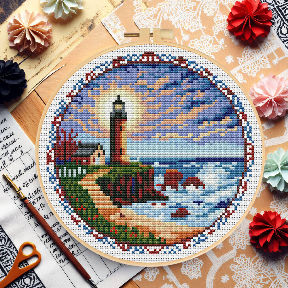 Cross Stitch Lighthouse With H - Stitch Marker Ring recension och pris